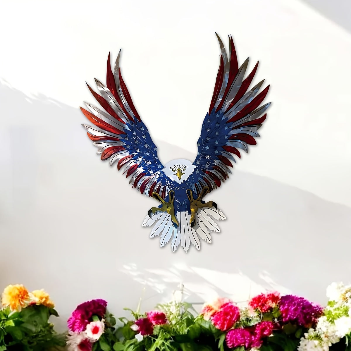 1pc - 15.74in X 13.68in - METAL PATRIOTIC AMERICAN EAGLE WALL ART
