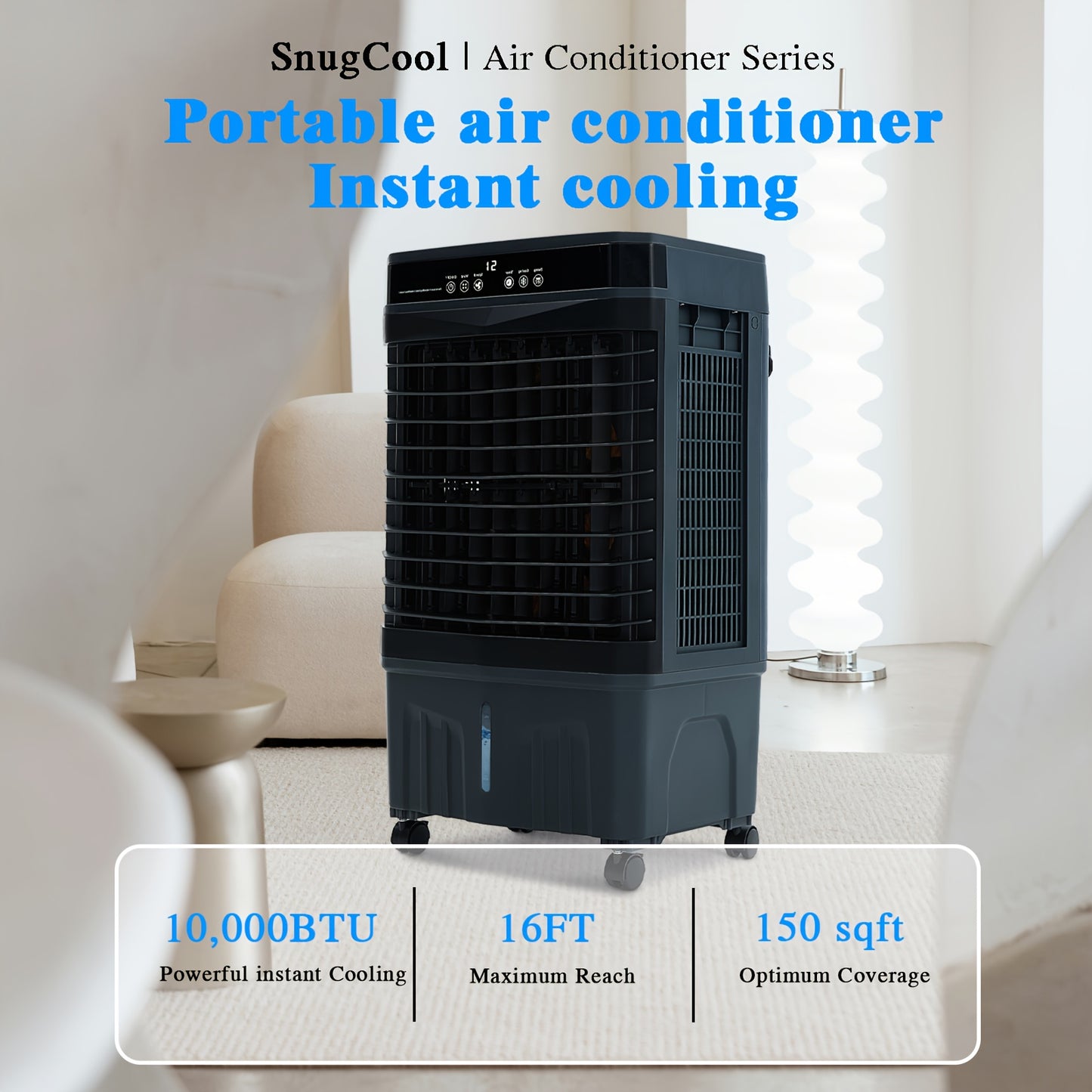14,000 BTU PORTABLE QUIET AIR CONDITIONER W/REMOTE WINDOWLESS