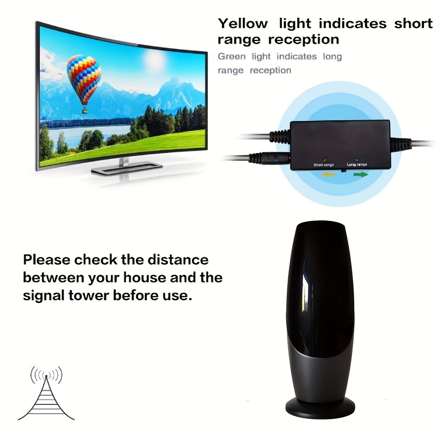 4K 1080P - 350+ MILE RANGE DIGITAL SMART TV ANTENNA W/SIGNAL BOOSTER