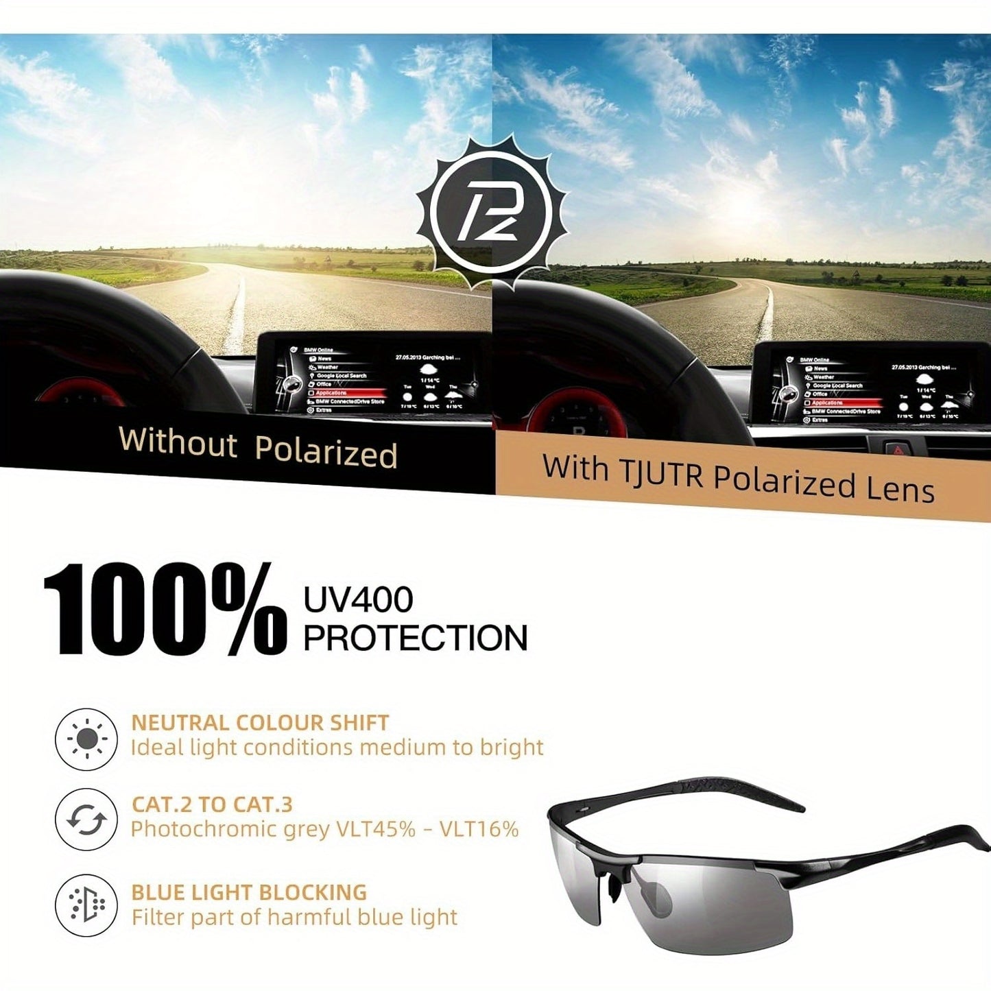 PHOTOCHROMIC POLARIZED MEN'S SUNGLASSES UV400 PROTECTION