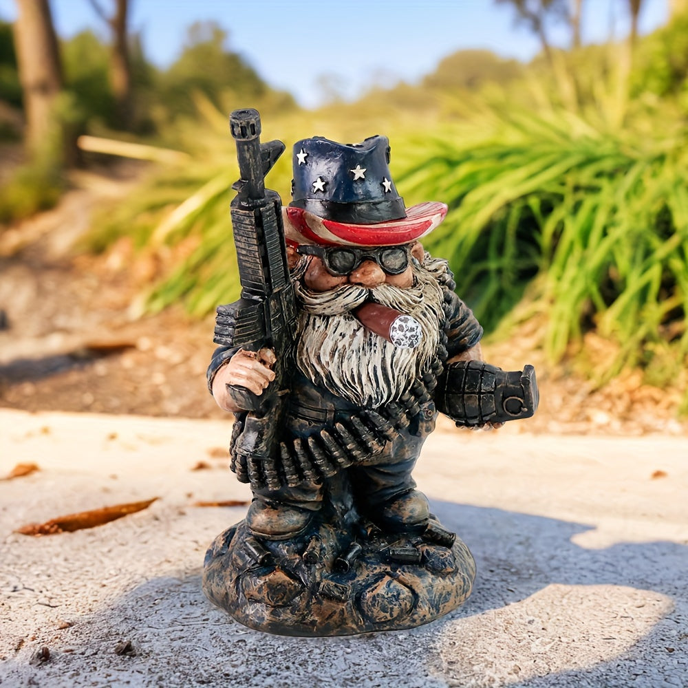 4.9in - GARDEN CITIZEN SOLDIER GNOME W/GUN