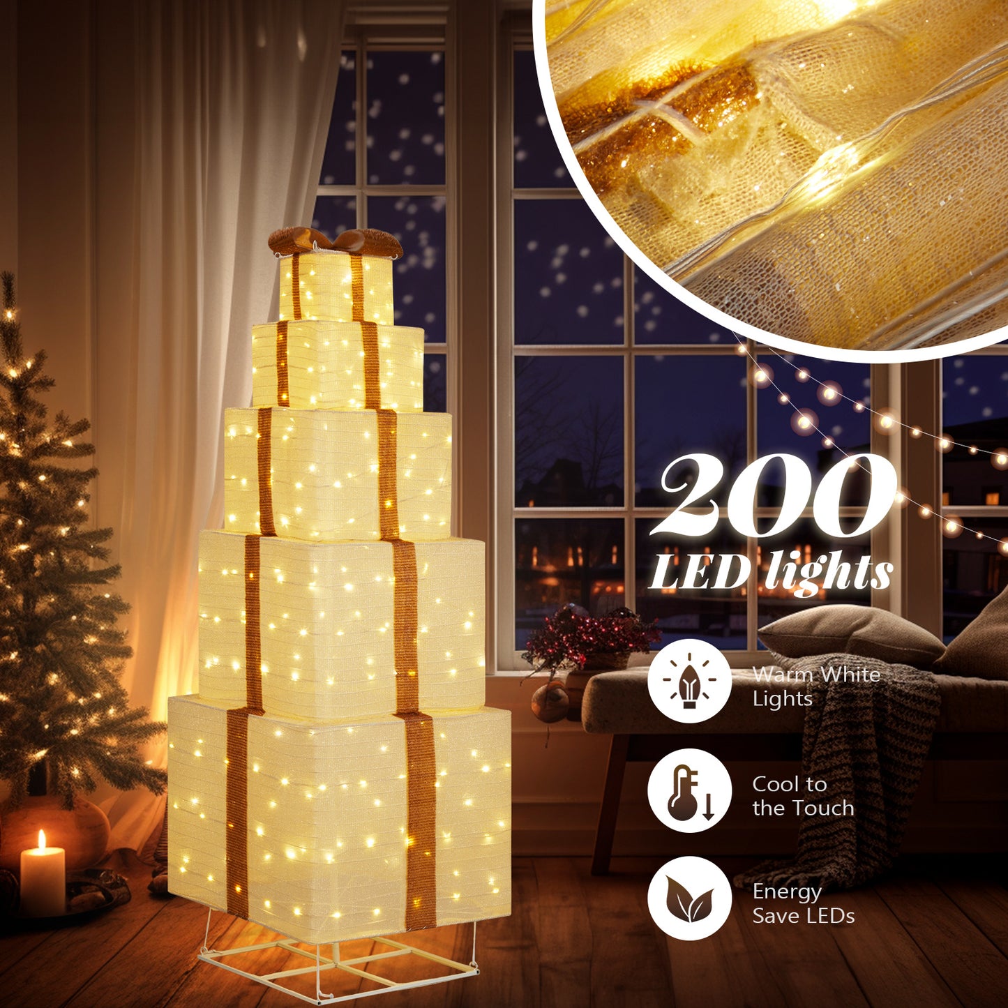 6ft - CHRISTMAS DECORATIONS LIGHTED GIFT BOX POP-UP DESIGN