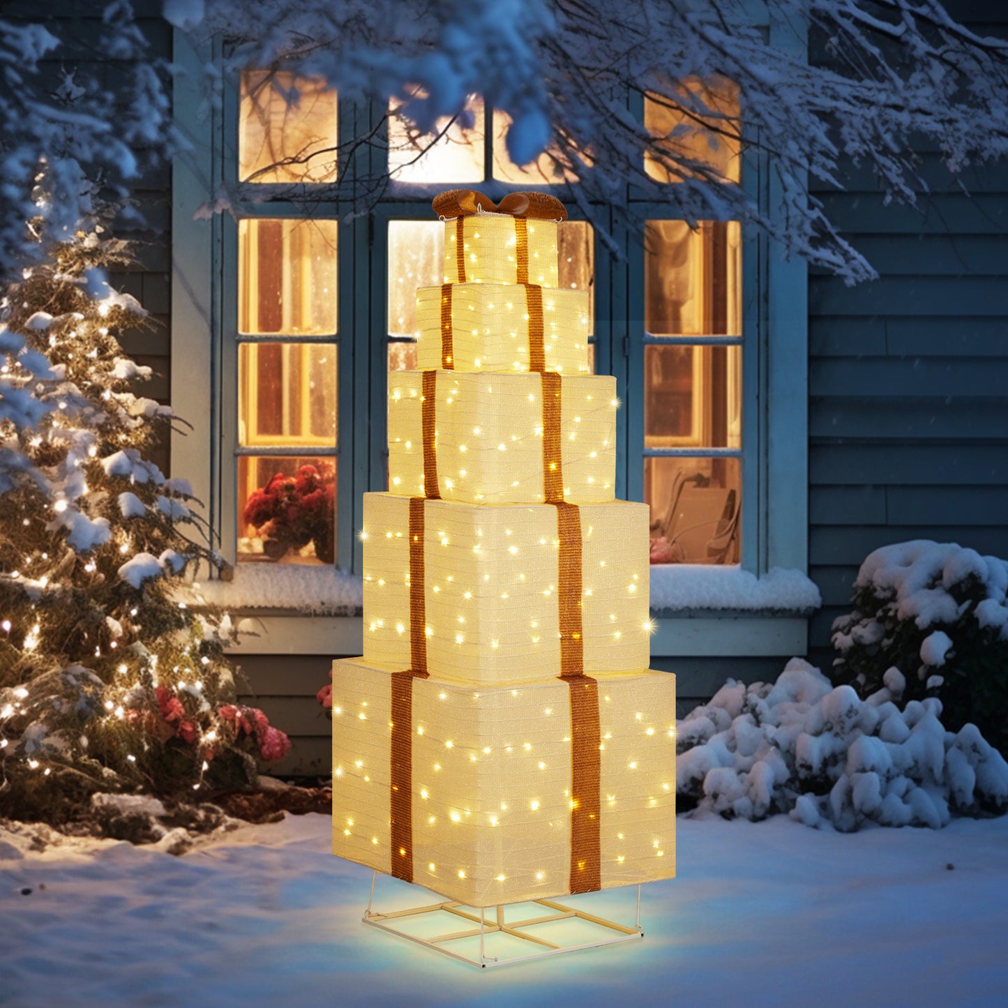 6ft - CHRISTMAS DECORATIONS LIGHTED GIFT BOX POP-UP DESIGN