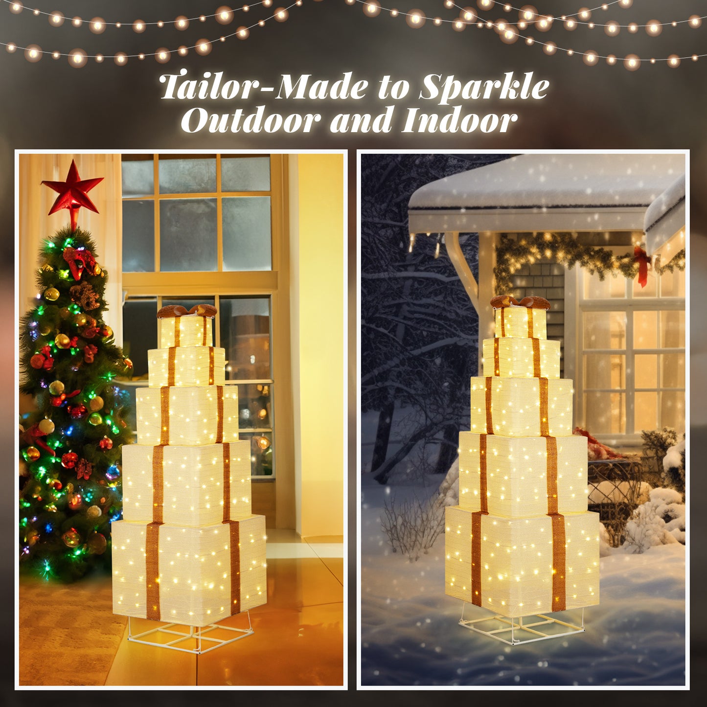 6ft - CHRISTMAS DECORATIONS LIGHTED GIFT BOX POP-UP DESIGN