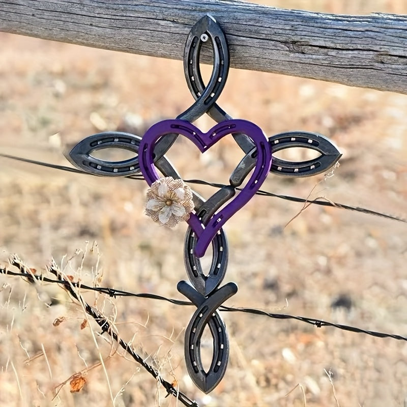 12in X 16in - HEAVY-DUTY IRON CONSTRUCTION METAL CROSS WALL ART