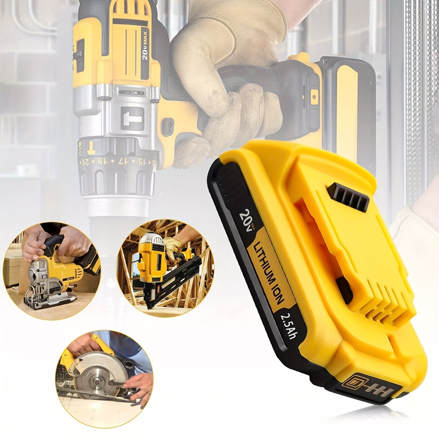 20V, 2.5Ah - LITHIUM-ION HIGH CAPACITY RECHARGEABLE BATTERY