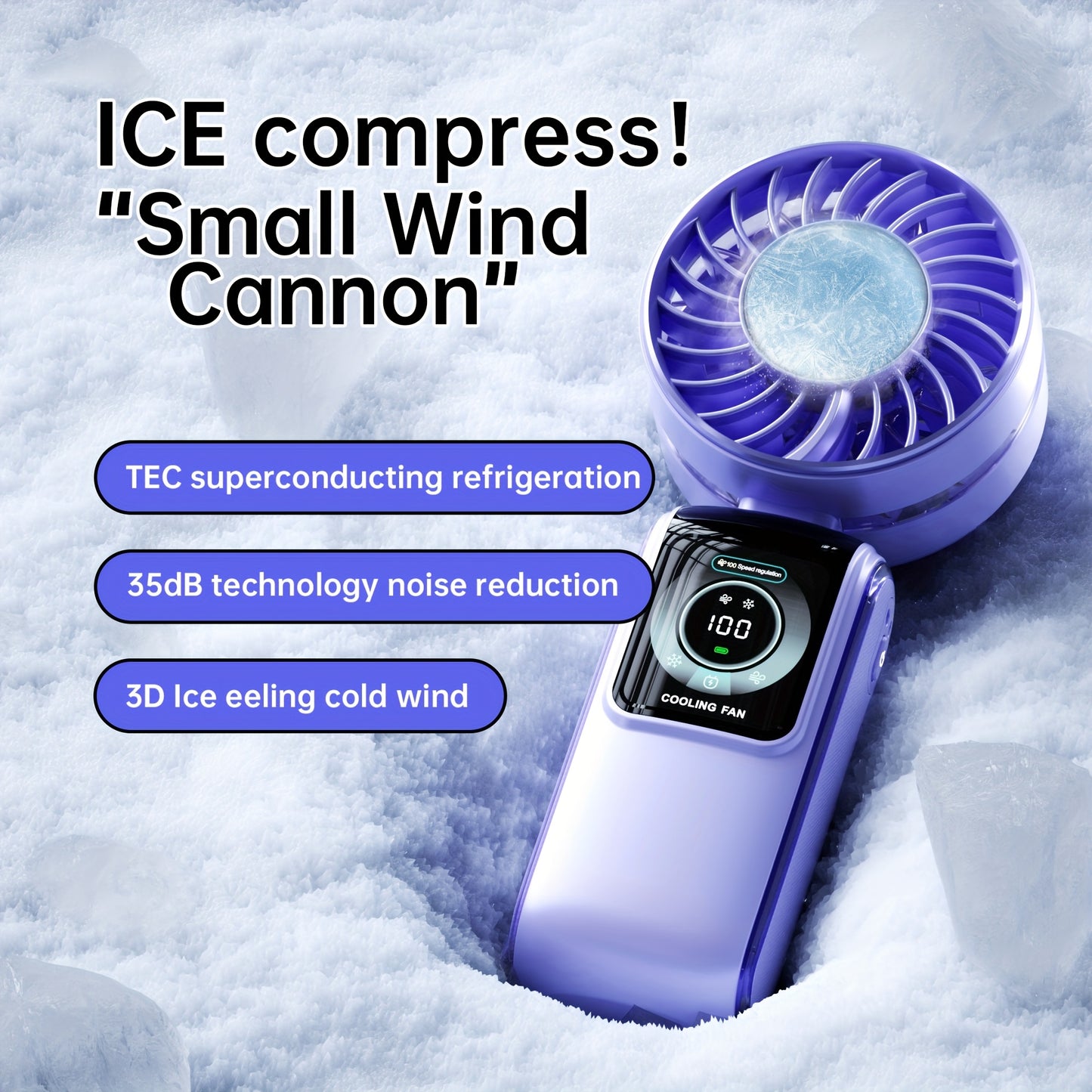 100-SPEED - PORTABLE ULTRA QUIET REFRIGERATION HANDHELD FAN
