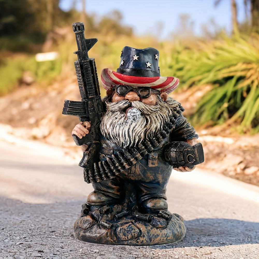 4.9in - GARDEN CITIZEN SOLDIER GNOME W/GUN