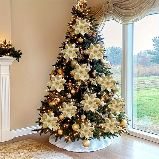 60pcs, 5.9in - SHINY DOUBLE LAYER PINK EDGE CHRISTMAS TREE