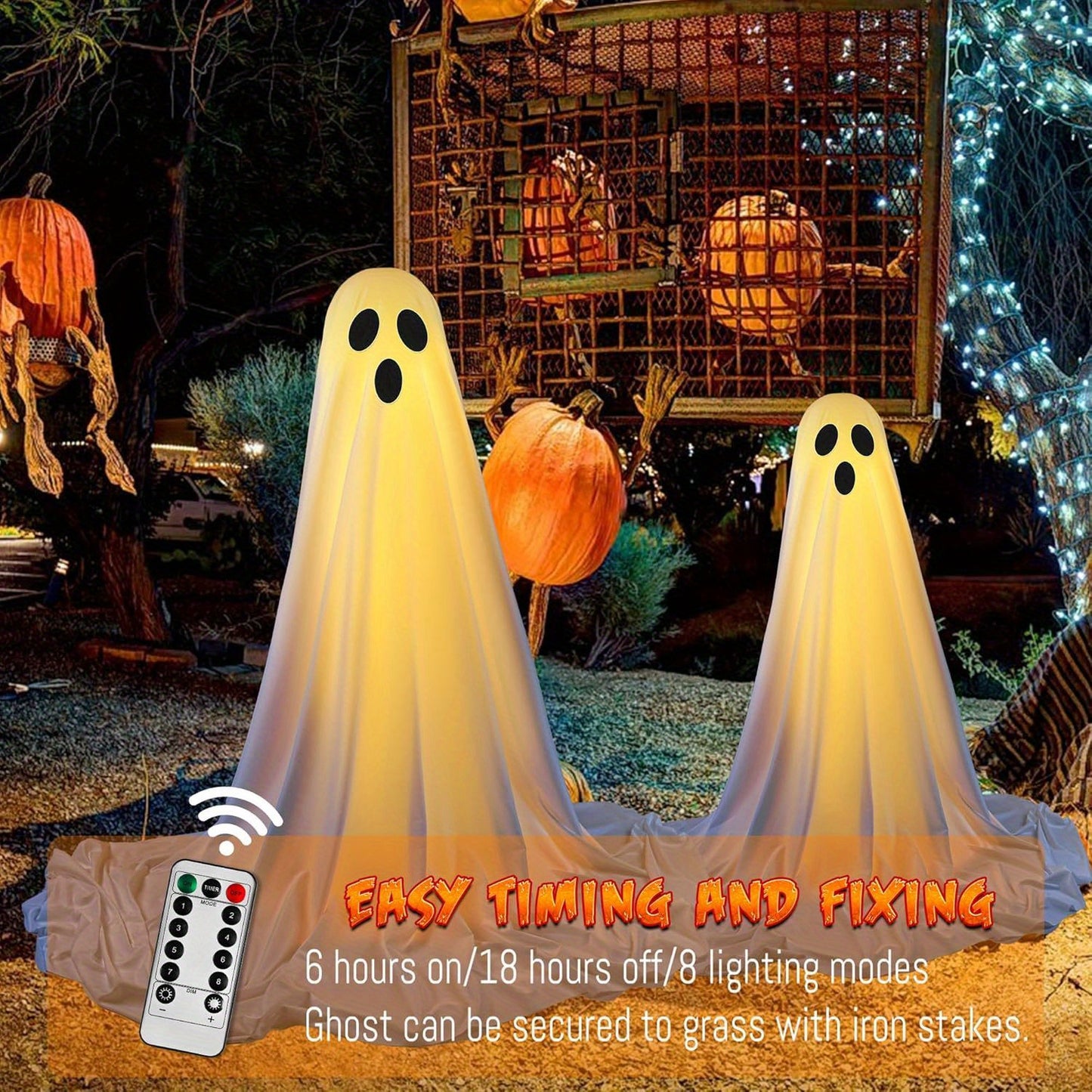 2pcs - SCARY FLOATING INDOOR/OUTDOOR HALLOWEEN LED LIGHT DECORATION