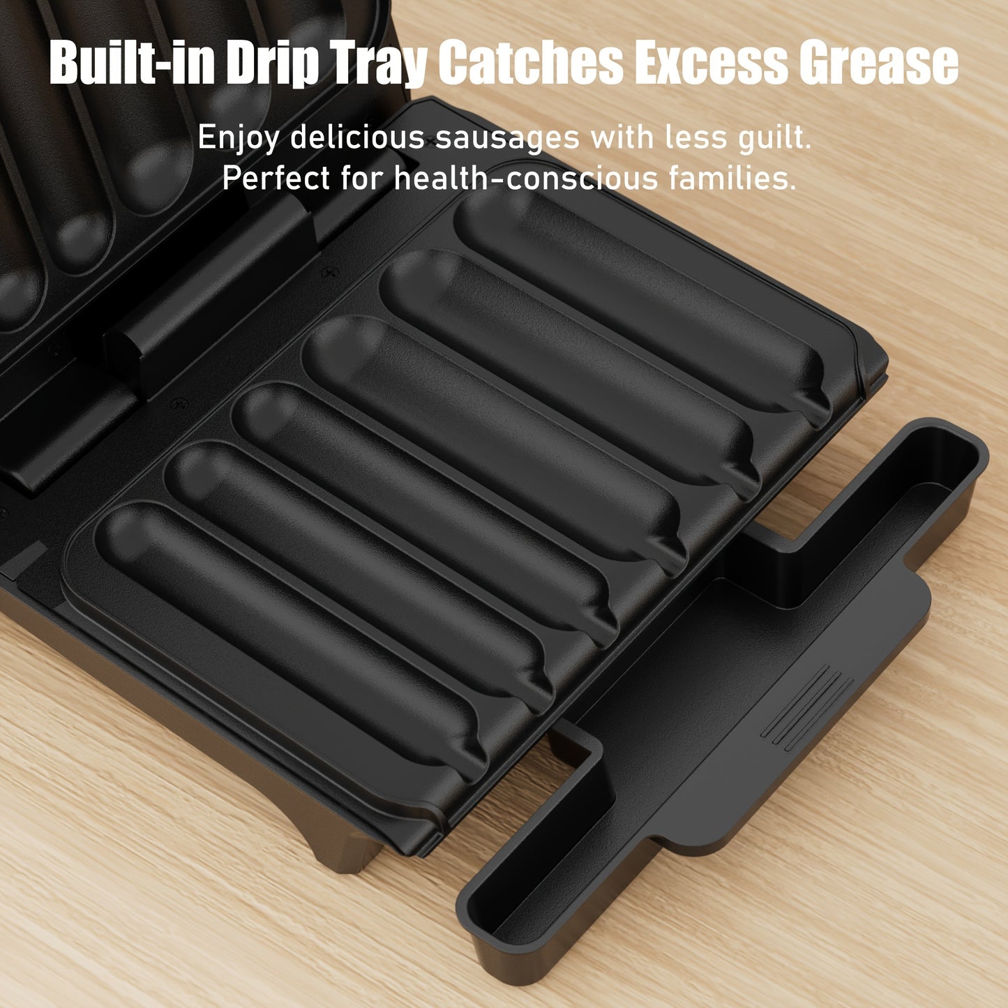 1pc - ELECTRIC NON-STICK HOT DOG MACHINE/GRILL W/OIL DRIP TRAY