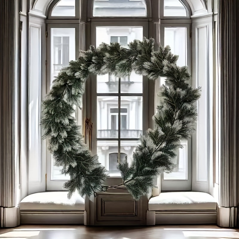 6ft - CLASSIC ARTIFICIAL CHRISTMAS SNOWFLAKE PINE BRANCH VINE