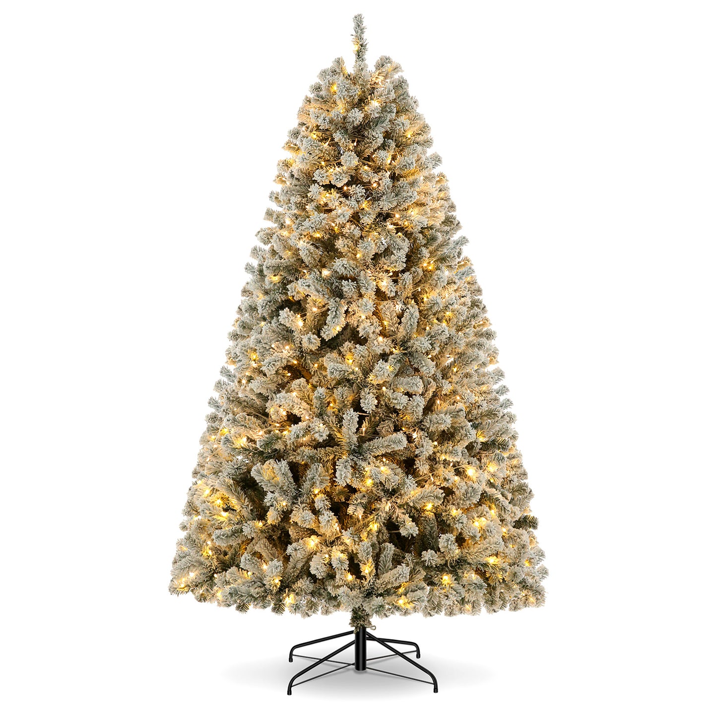 6FT - SNOW FLOCKED CHRISTMAS TREE W/250 WARM LIGHTS
