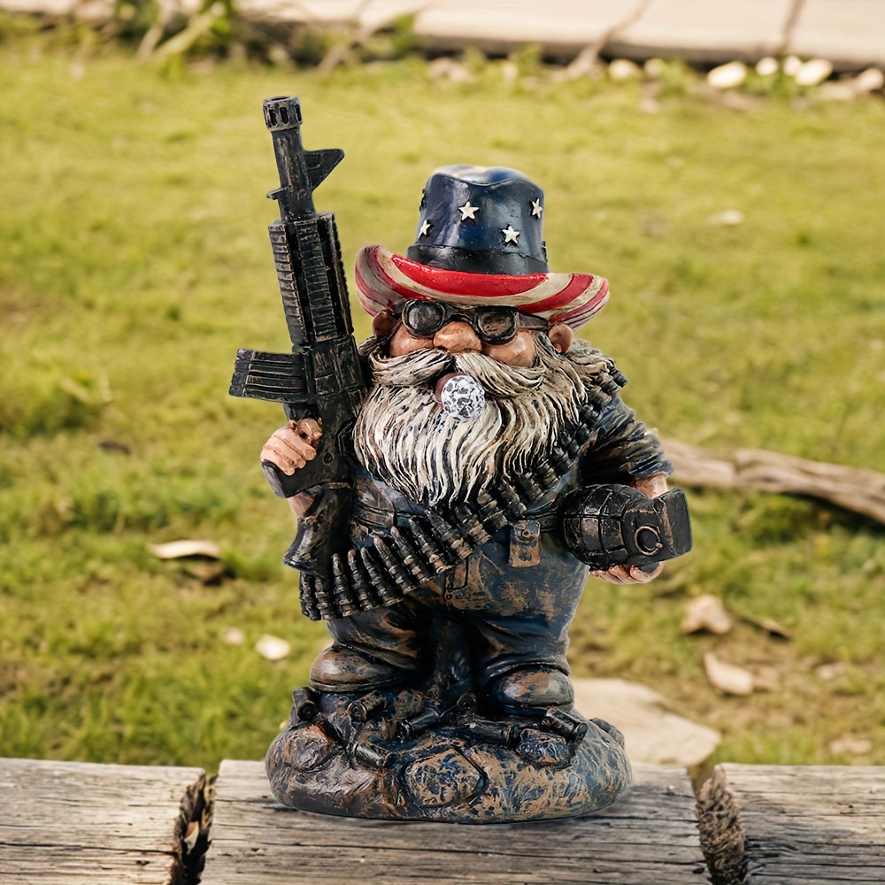 4.9in - GARDEN CITIZEN SOLDIER GNOME W/GUN