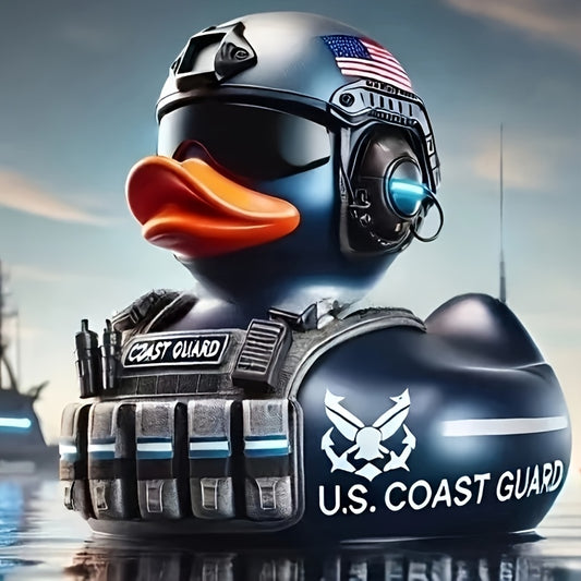 PATRIOTIC U.S. COAST GUARD MILITARY DUCK FIGURINE