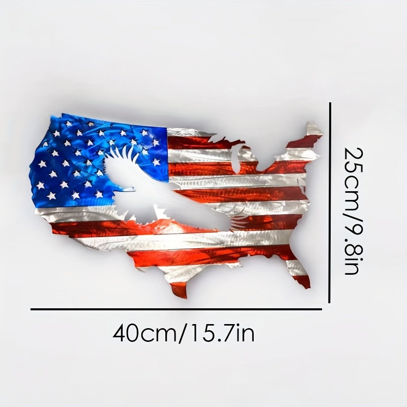 2D FLAT - PATRIOTIC AMERICAN FLAG/EAGLE METAL WALL ART