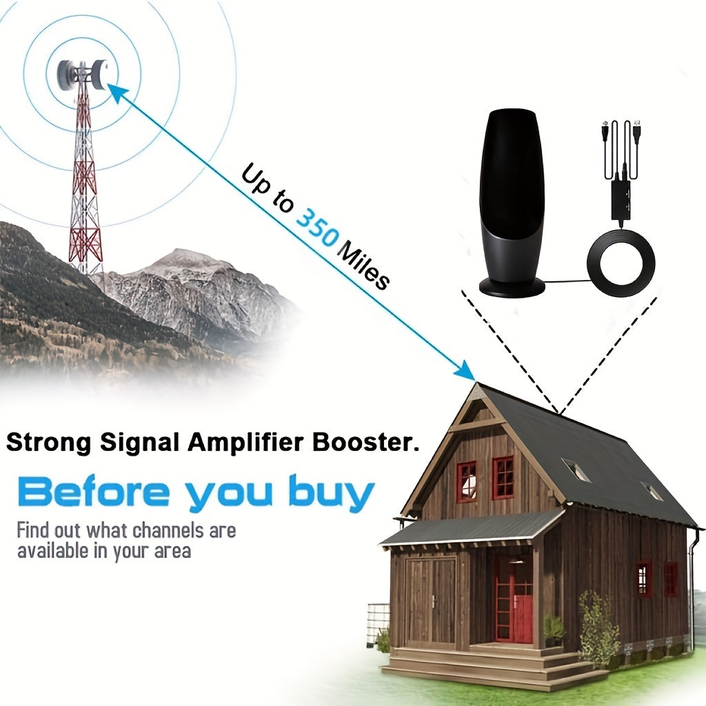 4K 1080P - 350+ MILE RANGE DIGITAL SMART TV ANTENNA W/SIGNAL BOOSTER