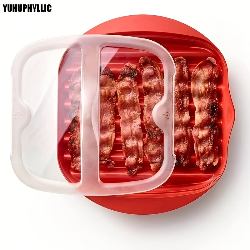 MICROWAVE BACON MAKER TRAY W/DRAINAGE & NO-SPLASH COVER