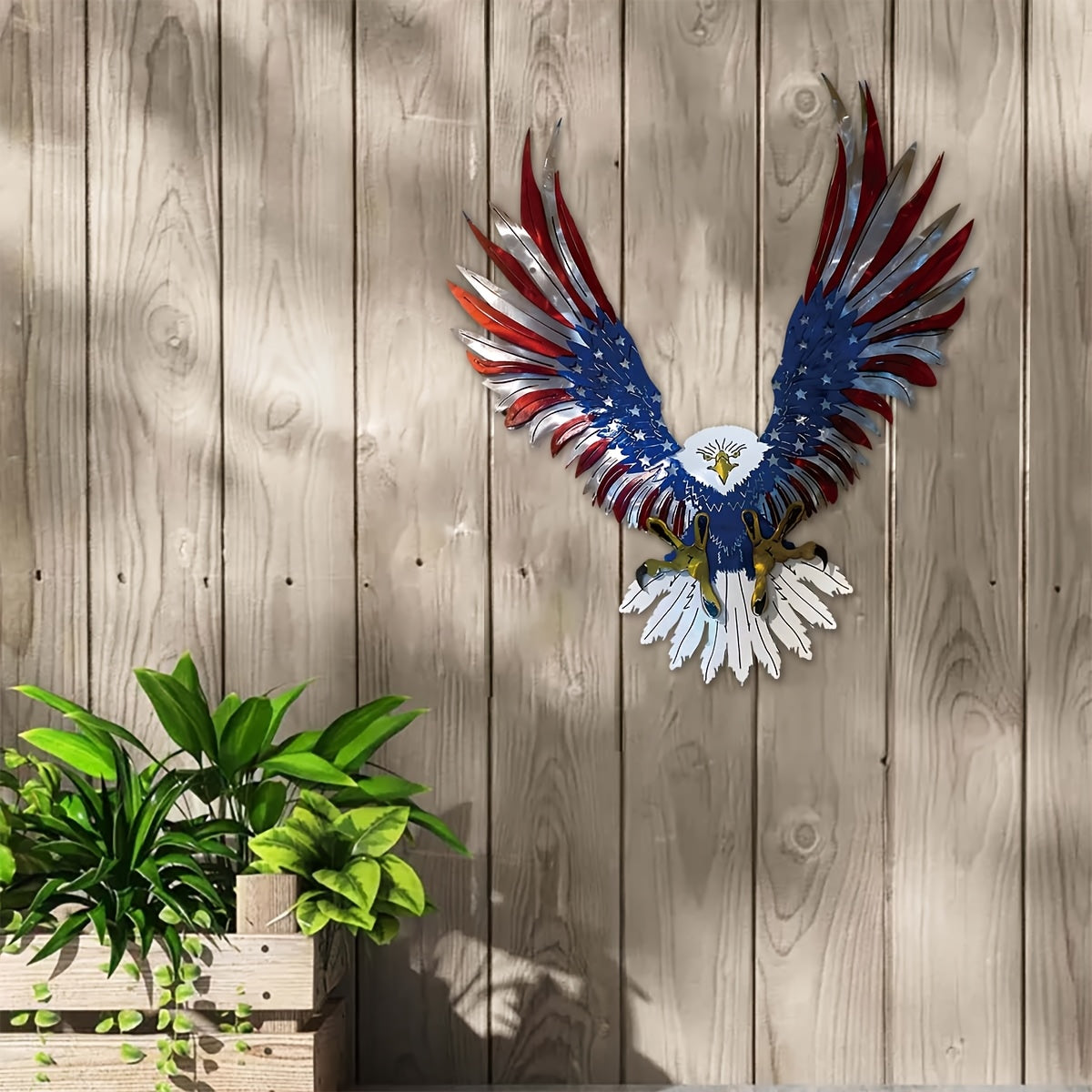 1pc - 15.74in X 13.68in - METAL PATRIOTIC AMERICAN EAGLE WALL ART