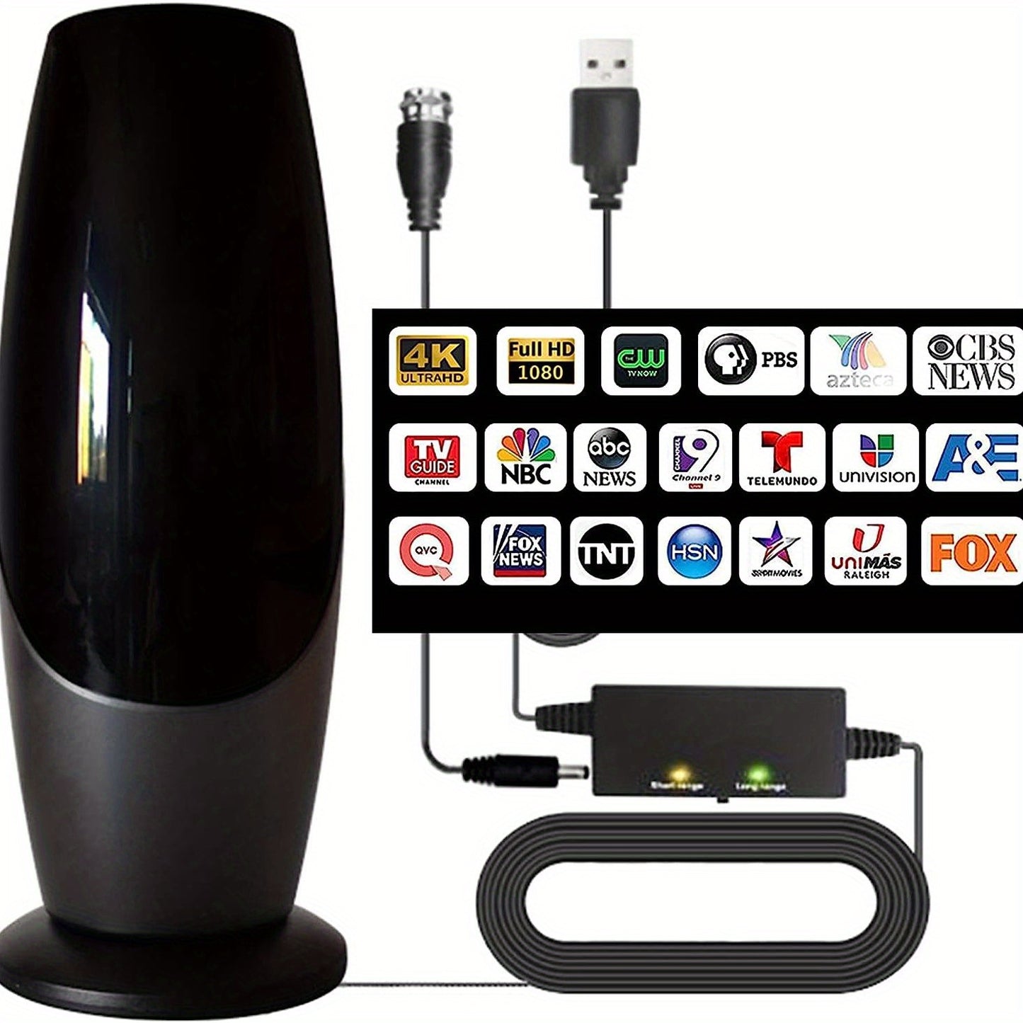 4K 1080P - 350+ MILE RANGE DIGITAL SMART TV ANTENNA W/SIGNAL BOOSTER