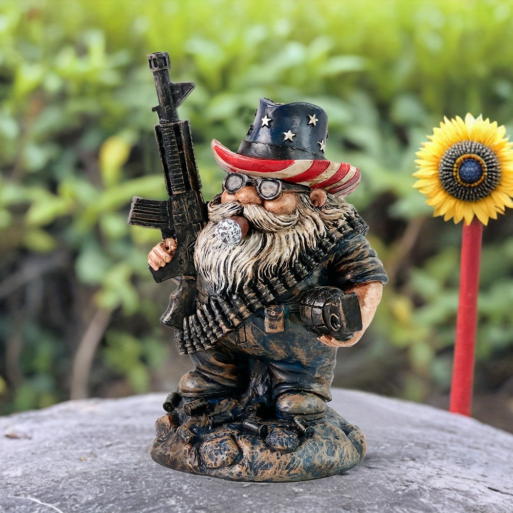 4.9in - GARDEN CITIZEN SOLDIER GNOME W/GUN