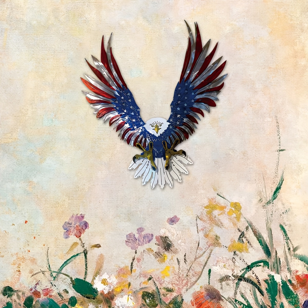 1pc - 15.74in X 13.68in - METAL PATRIOTIC AMERICAN EAGLE WALL ART
