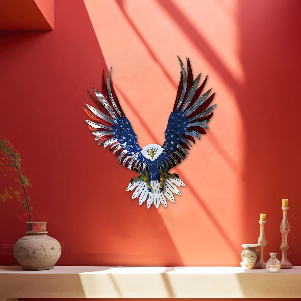 1pc - 15.74in X 13.68in - METAL PATRIOTIC AMERICAN EAGLE WALL ART