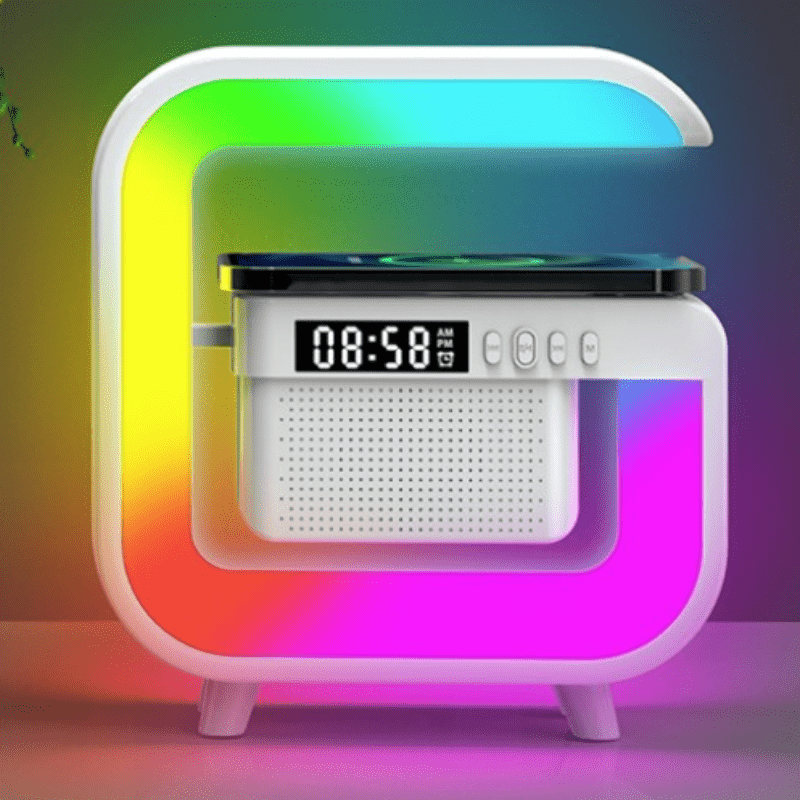 5-In-1 - WIRELESS MUSIC DESK LAMP W/ALARM CLOCK WIRELESS CHARGING