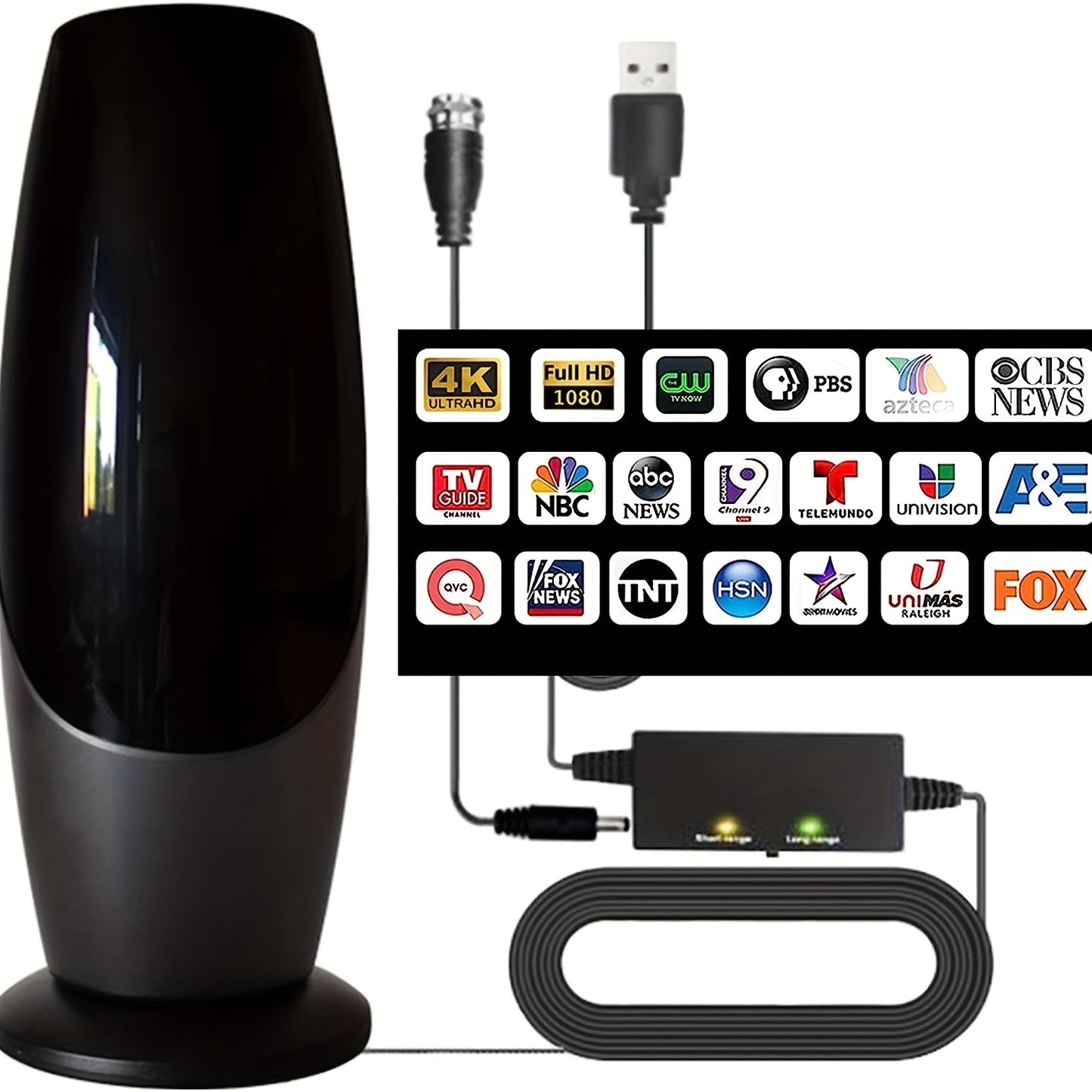 4K 1080P - 350+ MILE RANGE DIGITAL SMART TV ANTENNA W/SIGNAL BOOSTER