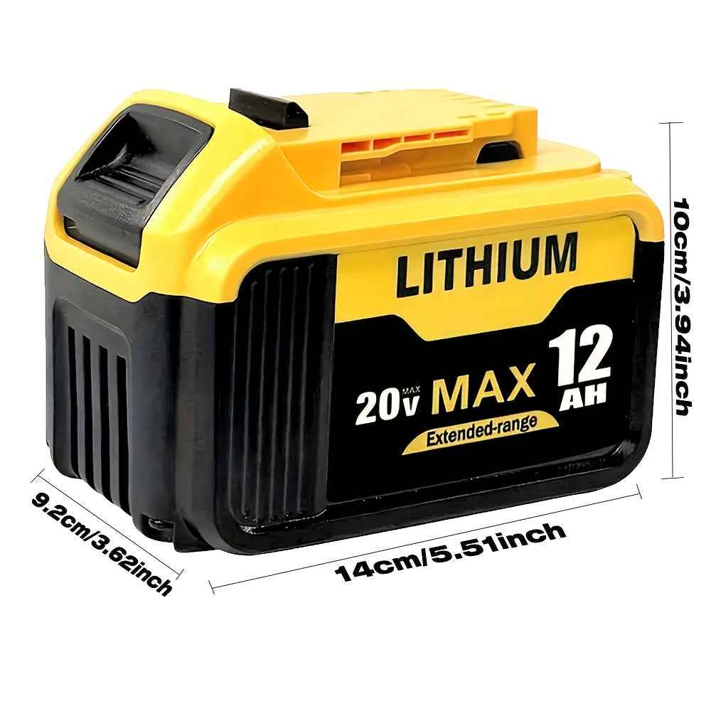 2-Pack  20V, 12.0Ahm REPLACEMENT LITHIUM-ION MAX BATTERIES DEWALT COMPATIBLE
