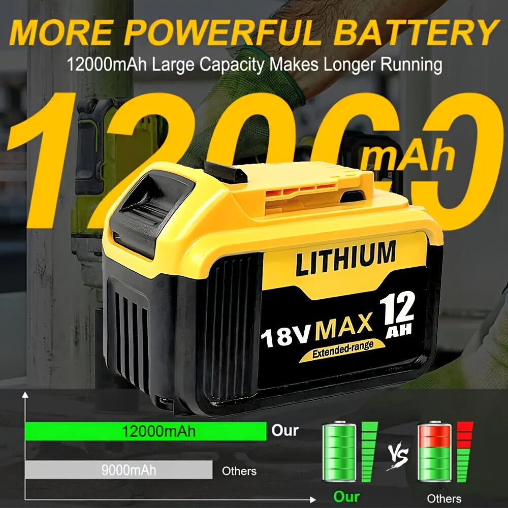 2-Pack, 20V MAX, 12.0Ah - REPLACEMENT LITHIUM-ION BATTERY FOR DEWALT POWER TOOL
