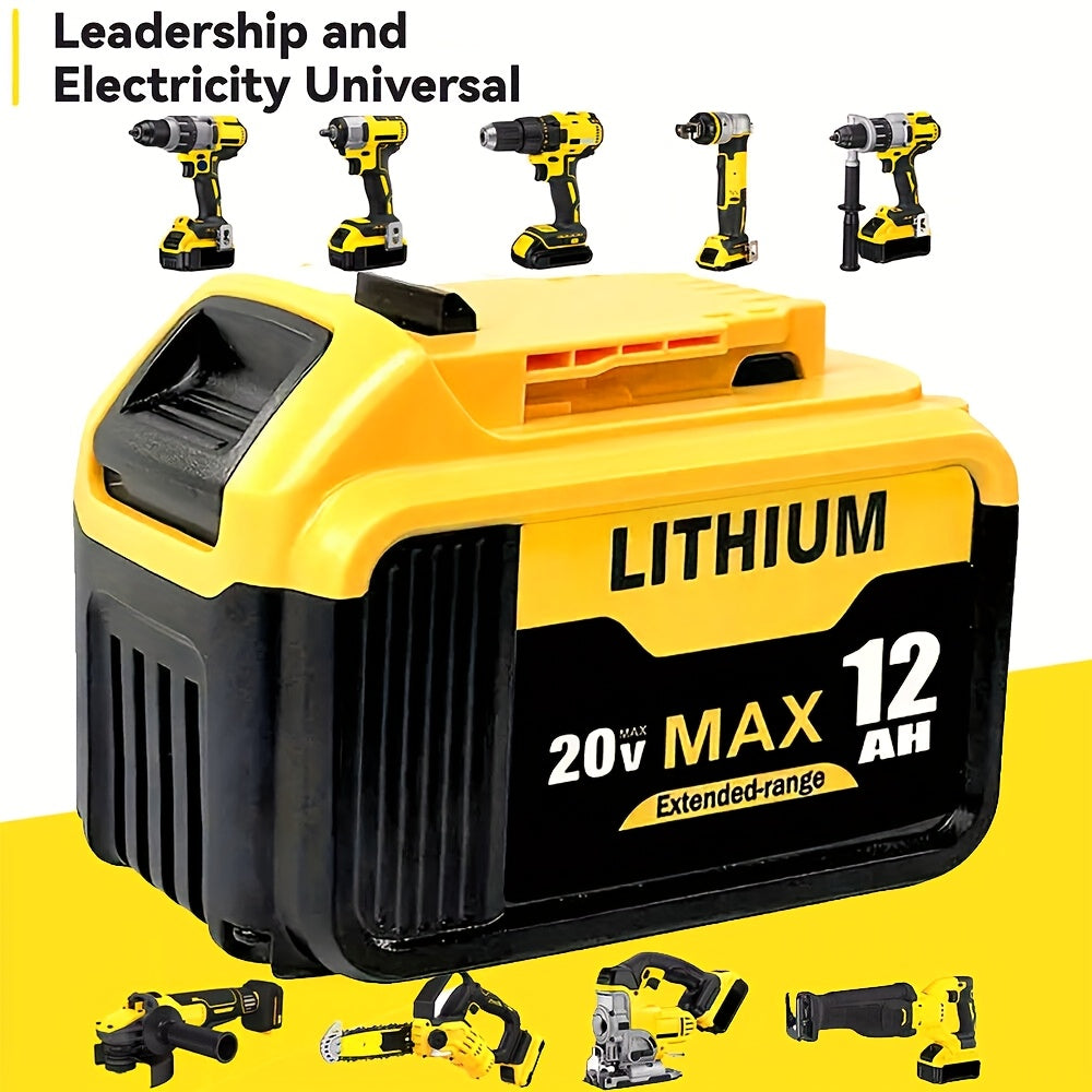 2-Pack  20V, 12.0Ahm REPLACEMENT LITHIUM-ION MAX BATTERIES DEWALT COMPATIBLE