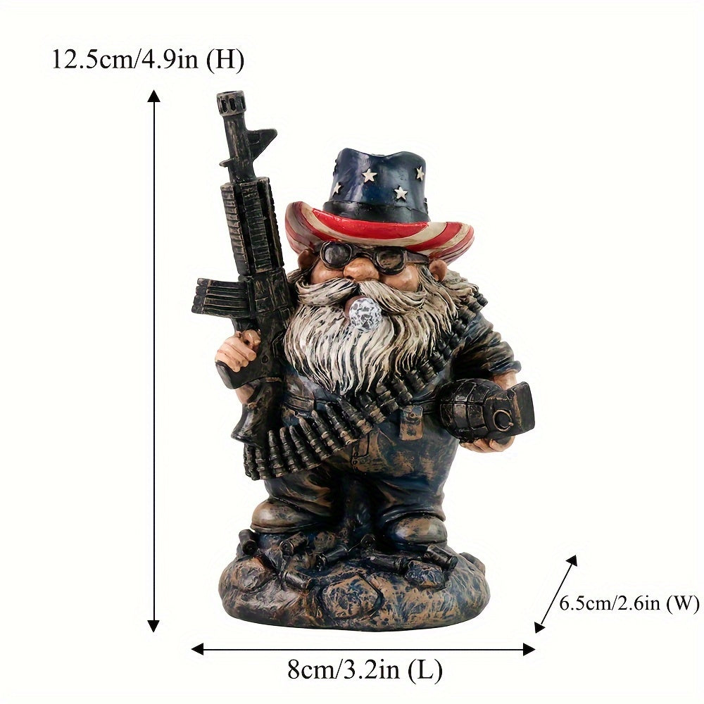 4.9in - GARDEN CITIZEN SOLDIER GNOME W/GUN