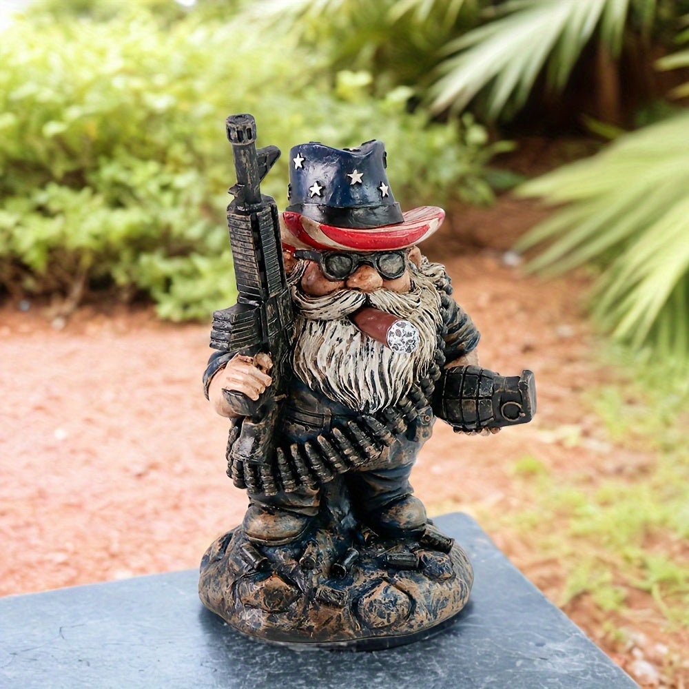 4.9in - GARDEN CITIZEN SOLDIER GNOME W/GUN