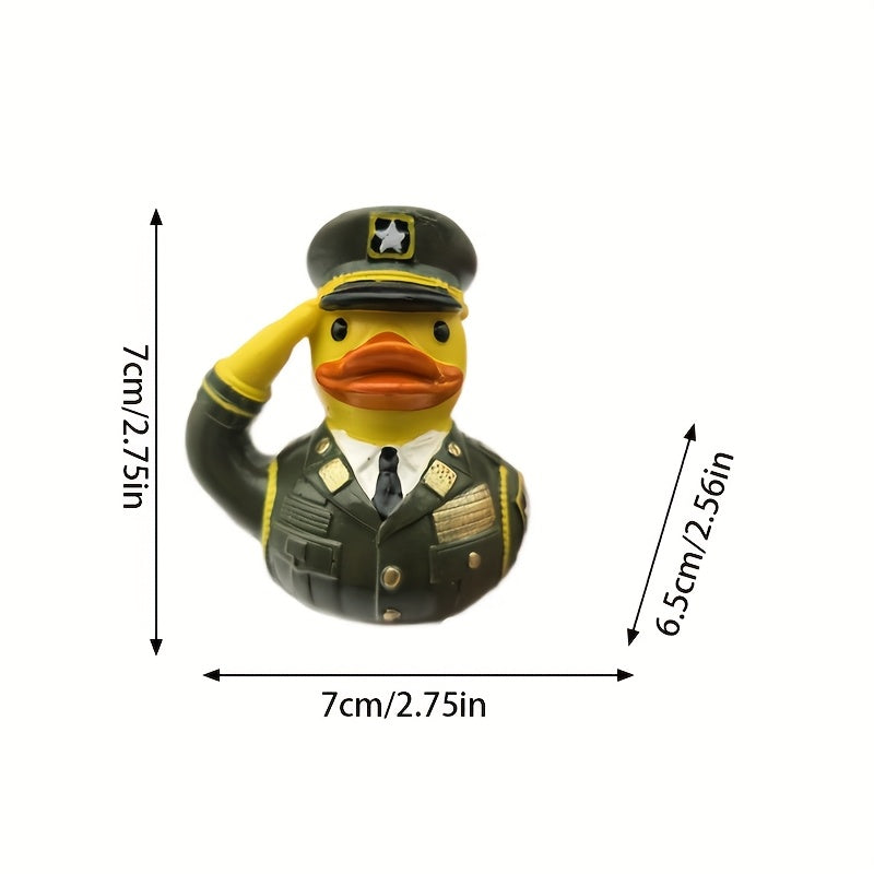 2.75in x 2.75in x 2.56in - RESIN ARMY DUCK ORNAMENT DESK STATUE