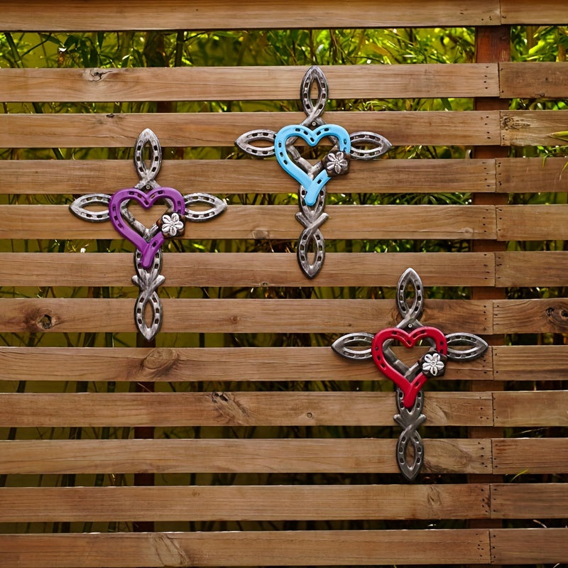 12in X 16in - HEAVY-DUTY IRON CONSTRUCTION METAL CROSS WALL ART