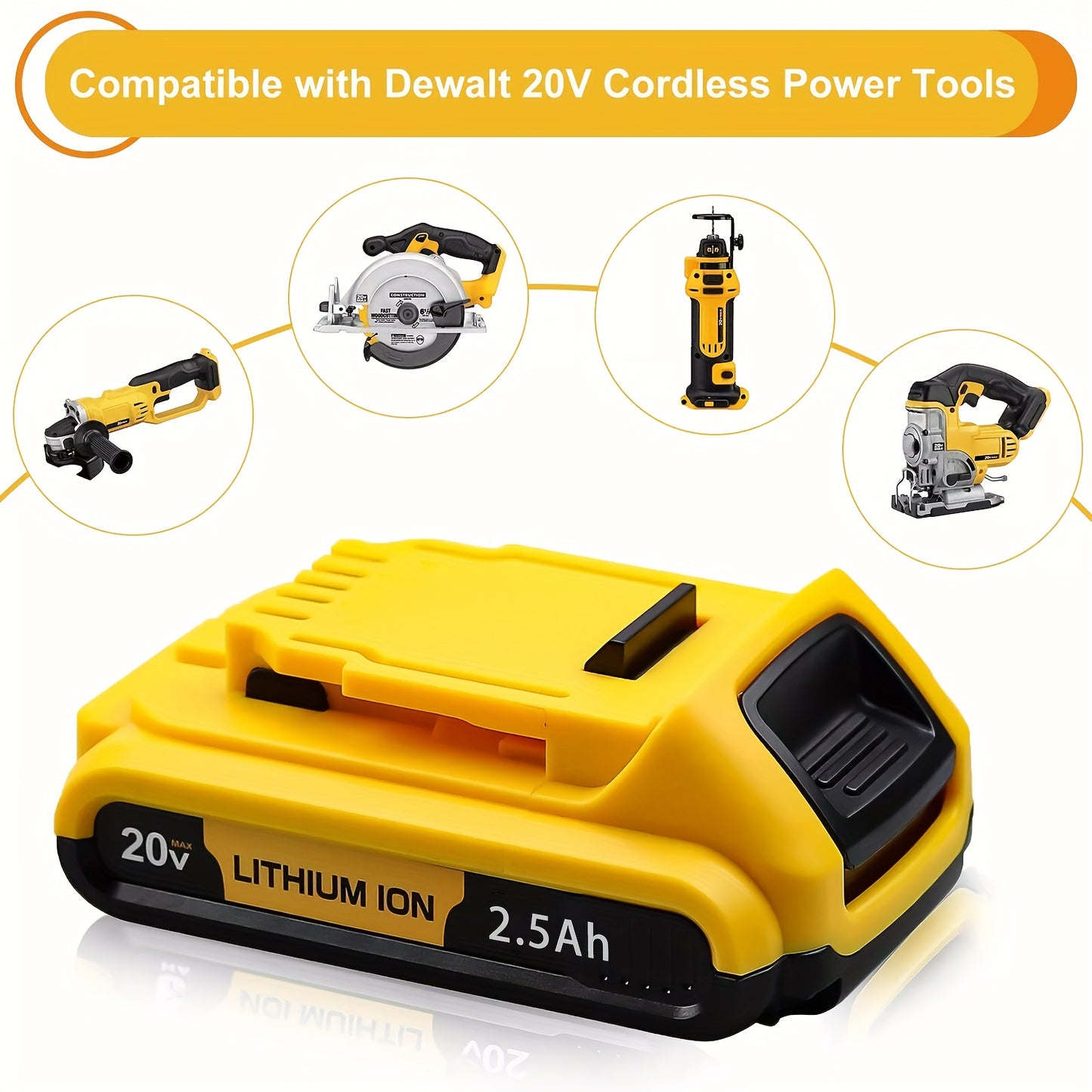 20V, 2.5Ah - LITHIUM-ION HIGH CAPACITY RECHARGEABLE BATTERY