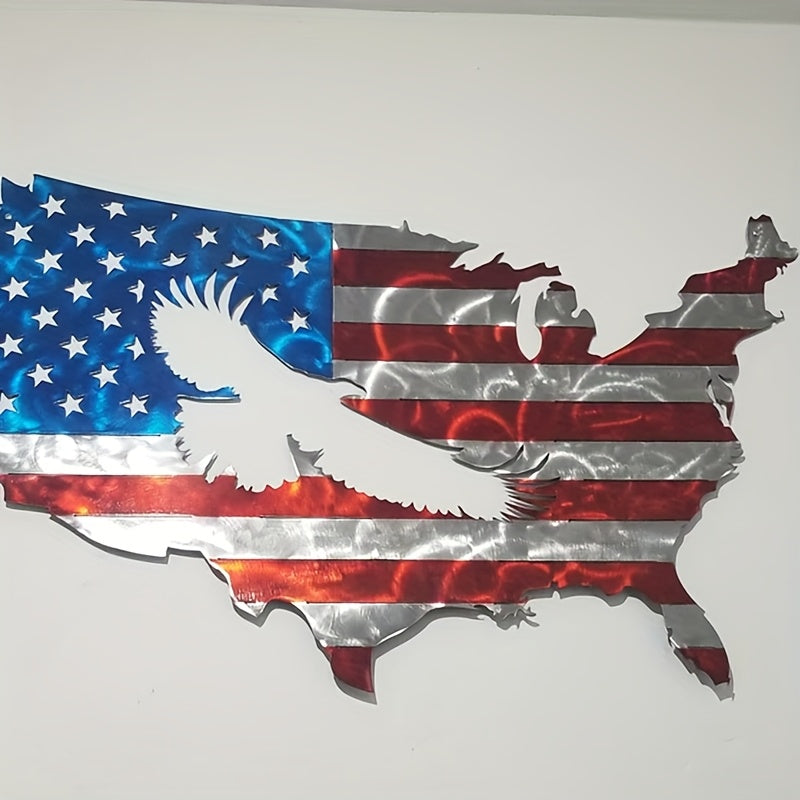 2D FLAT - PATRIOTIC AMERICAN FLAG/EAGLE METAL WALL ART