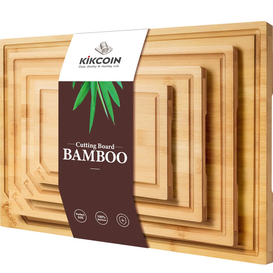 4-pcs - EXTRA LARGE KITCHEN BAMBOO CUTTING BOARD SET