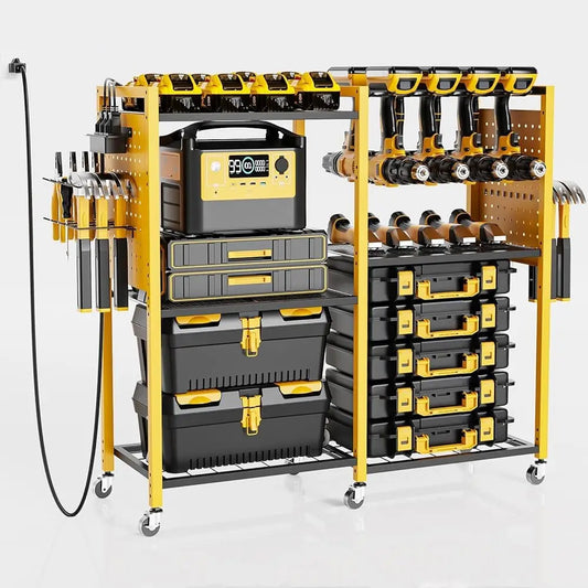 6-TIER - POWER TOOL ORGANIZER CARTS W/CHARGING POWER STRIP