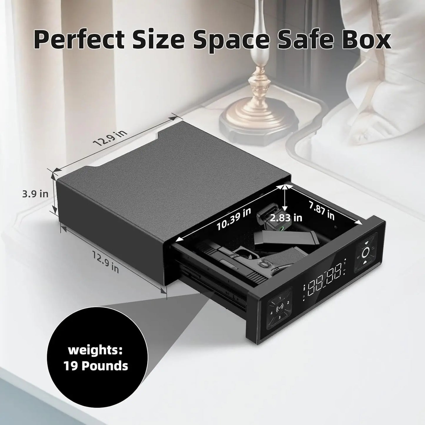BIOMETRIC QUICK ENTRY GUN SAFE BOXES CLOCK