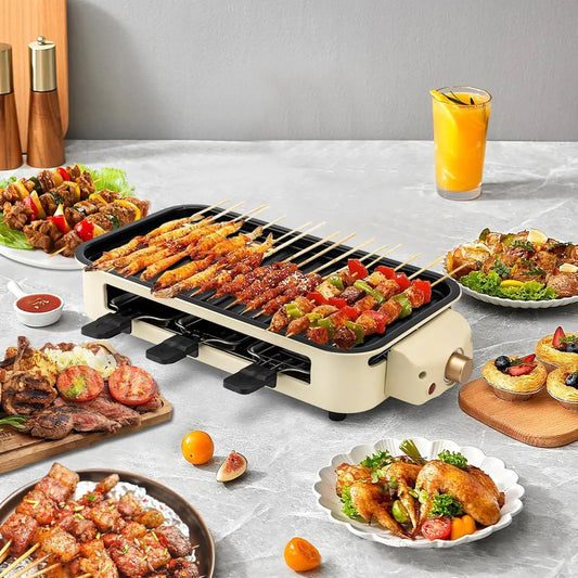 ELECTRIC SMOKE-FREE INDOOR BARBECUE GRILL W/DETACHABLE BOARD