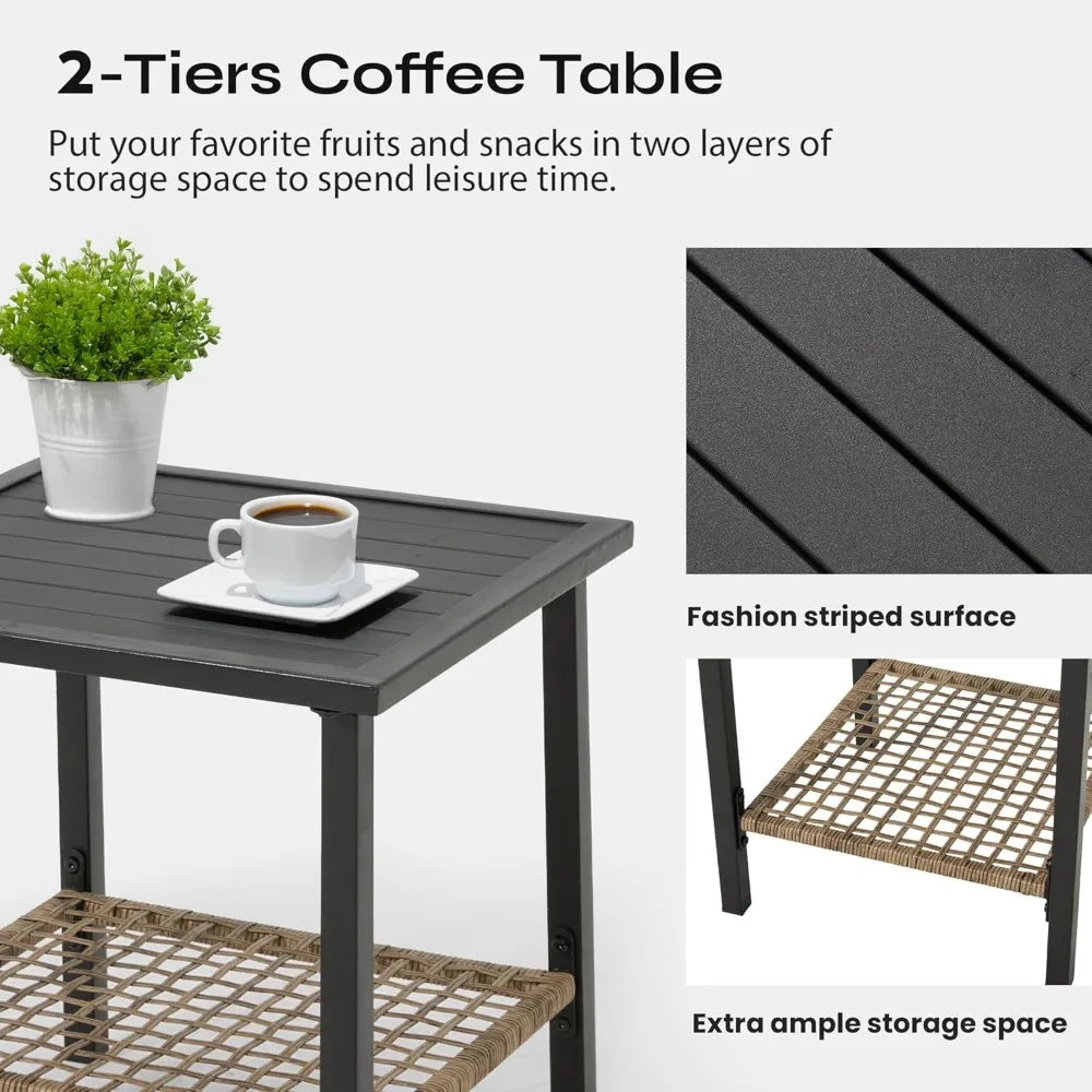 3pcs - OUTDOOR RATTAN ROCKER PATIO/GARDEN FURNITURE SET
