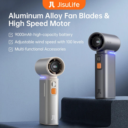 100 SPEEDS - PORTABLE ADJUSTABLE TURBO HANDHELD FAN W/9000mAh BATTERY