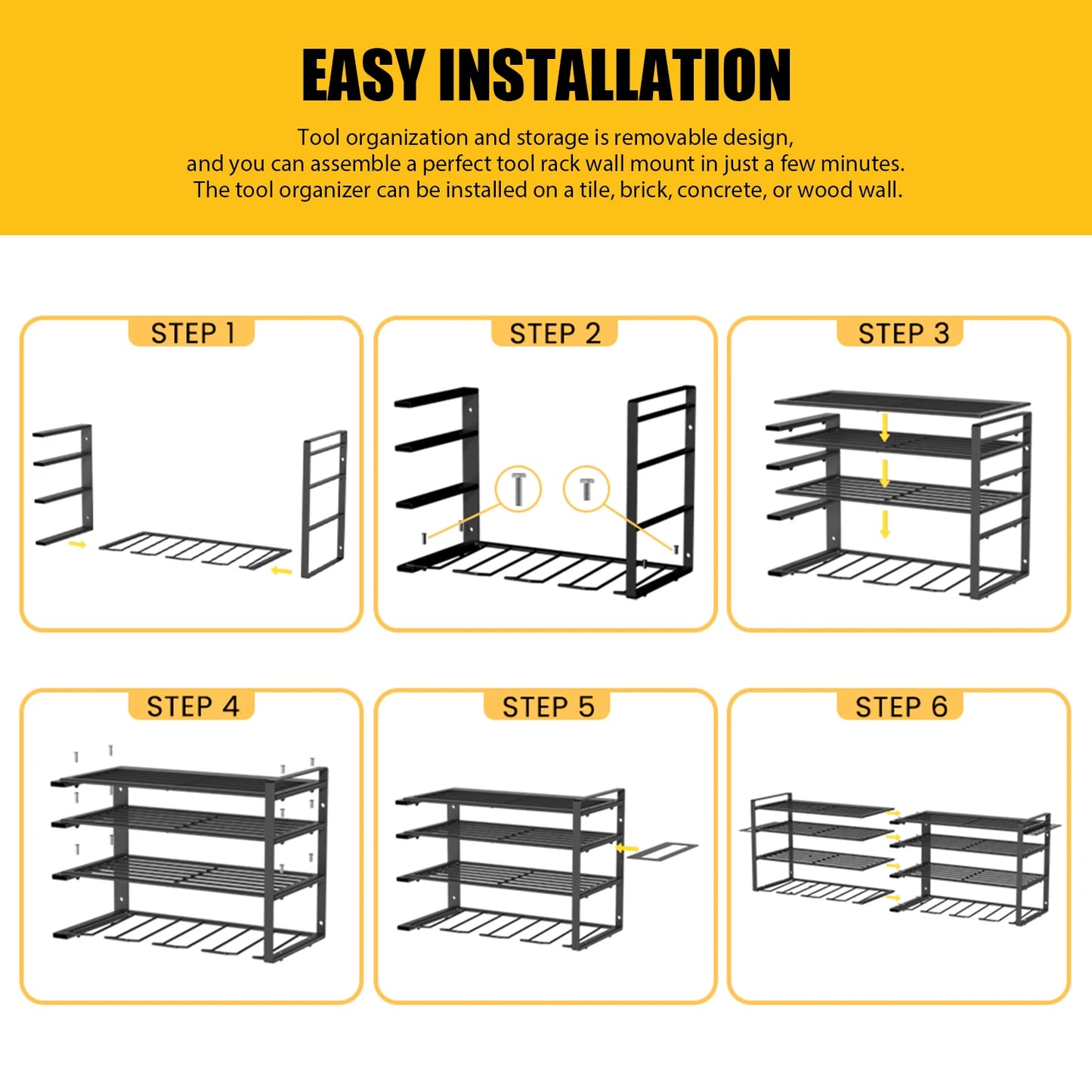 4-LAYER - HEAVY DUTY WALL MOUNTED POWER TOOL ORGANIZER