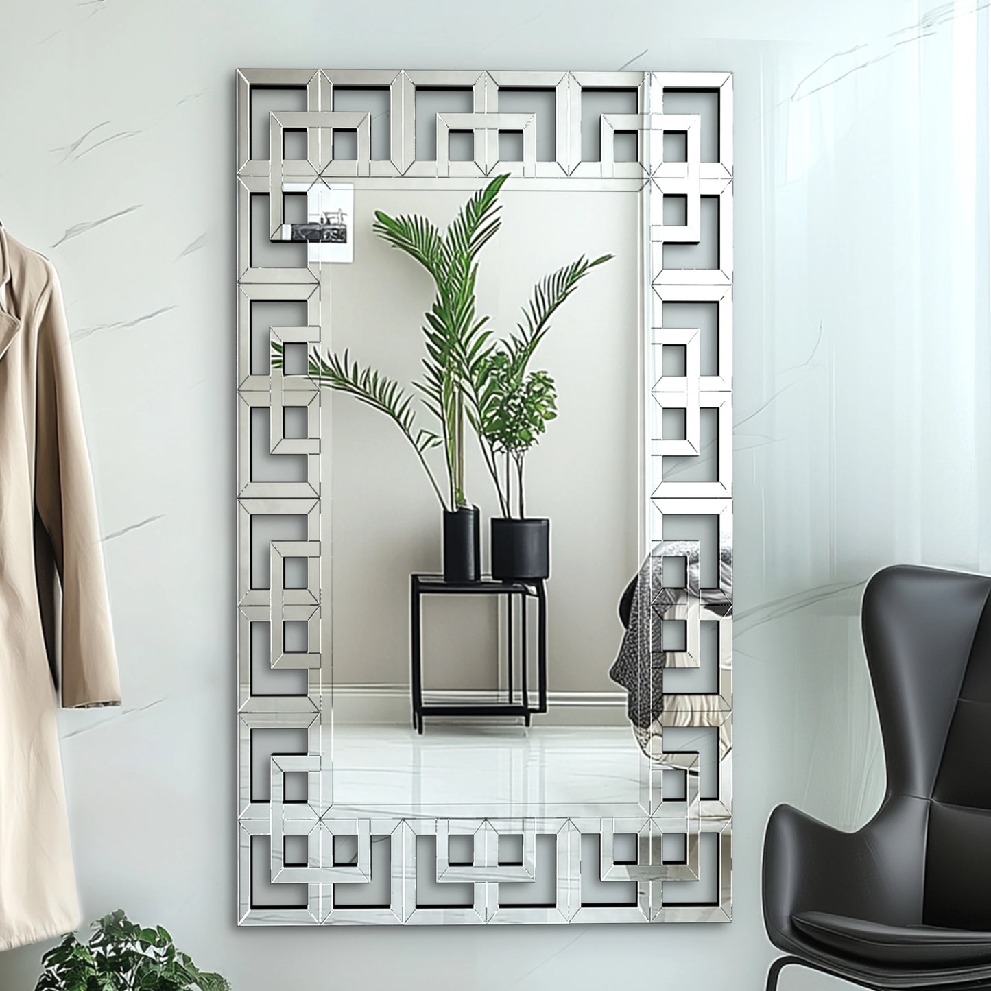 LARGE RECTANGULAR  ACCENT MIRROR W/GRECIAN VENETIAN FRAME