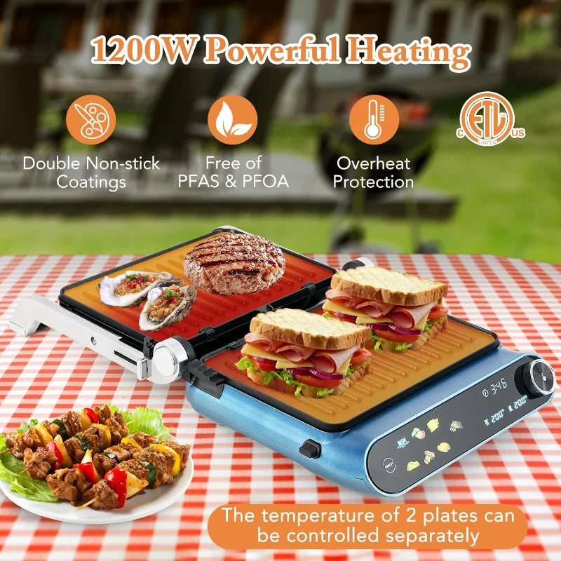 12,00W PANINI PRESS SANDWICH MAKER W/LED TOUCH PANEL