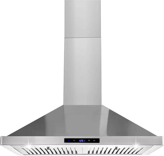 WALL MOUNTED RANGE HOOD, W/LED LIGHT & FAN