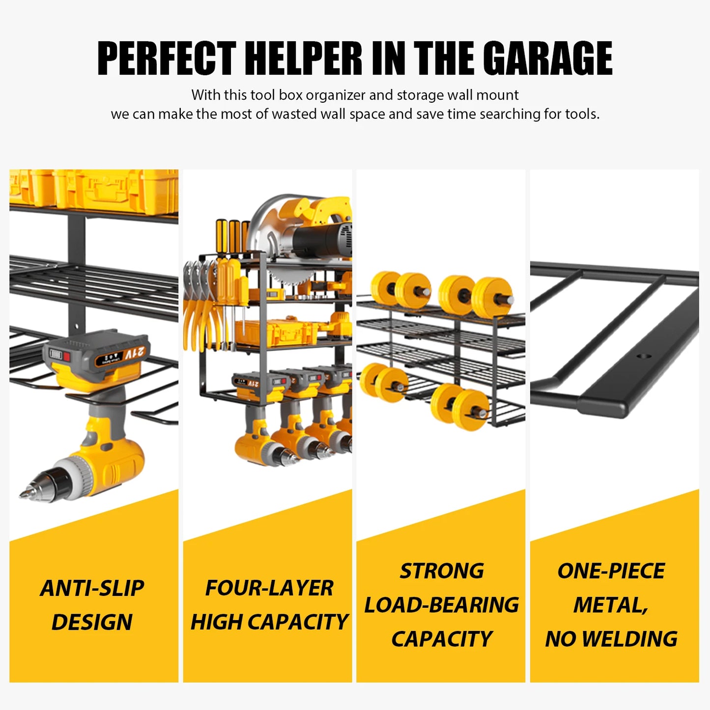 4-LAYER - HEAVY DUTY WALL MOUNTED POWER TOOL ORGANIZER