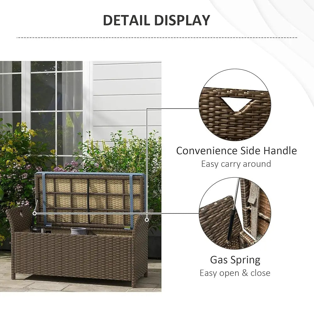 17.75in x 41.25in x 20.25in - 29 -GALLON LARGE WICKER/RATTAN PATIO STORAGE BENCH